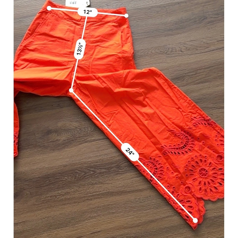 FIGUE Ramona Pant Orange Embroidered Eyelet‎ Wide Leg Culottes Size 0 MSRP $448 - Picture 7 of 7